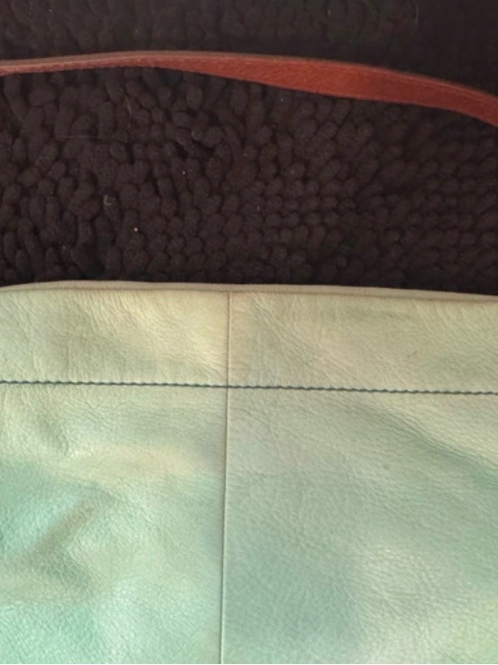 Fossil Mint Green Leather Shoulder Bag with Brown Accents - Picture 3 of 12